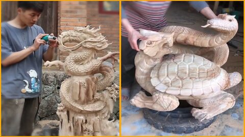 Top 10 Amazing ideas woodworking 2021 , Woodcarving dragon, table, turtle ...