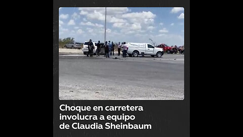 Caravana de Claudia Sheinbaum sufre un fuerte accidente automovilístico