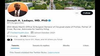 Twitter Unblocks Florida Surgeon General’s Tweet after Initial Restriction