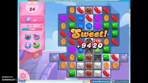 Candy Crush Level 697 Audio Talkthrough, 2 Stars 0 Boosters