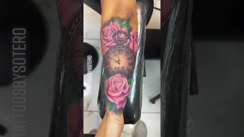 Roses Color Arm Tattoo #shorts #tattoos #inked #youtubeshorts