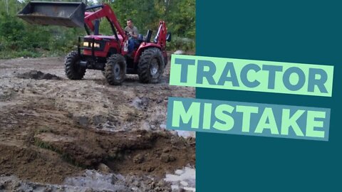 Messing up the yard with a Mahindra tractor.