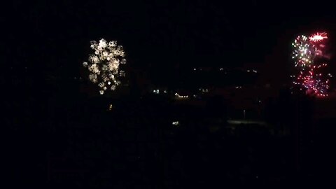 4th of July fireworks seen from the sky