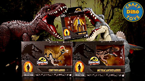 3 New Jurassic World Dinosaur Toys Unboxed Hammond Collection Corythosaurus, Metriacanthosaurus,