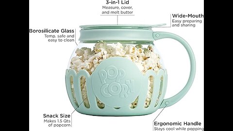 Ecolution Patented Micro-Pop Microwave Popcorn Popper with Temperature Safe Glass