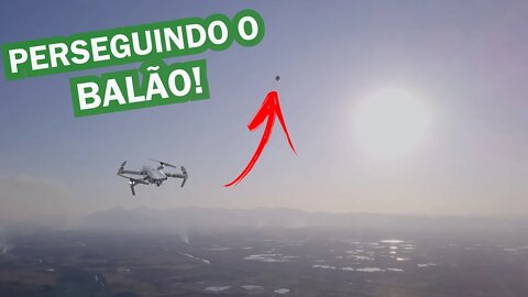 Será que alcanço um balão com o drone? Subiu muito rápido!