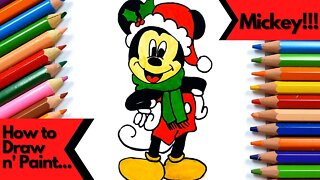 How to draw and paint the mickey mouse Christmas