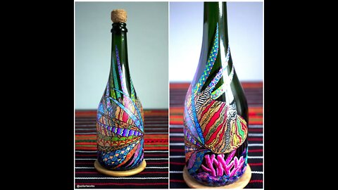 Hand painted Wine Bottle | Lionfish | Bottle Art | Upcycling