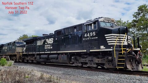 Last Train of July 2022 Norfolk Southern 11Z at Hanover Twp. Pa. on the Sunbury Line #RailFanRob