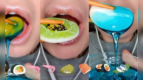 Satisfying ASMR Eating Emoji SUSHI CANDY Mukbang 먹방