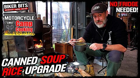 Canned Chunky Soup Rice Upgrade - Motorcycle Camp Cooking