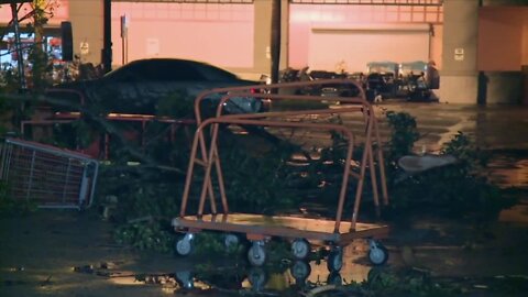 Possible tornado damage spotted in Home Depot parking lot in Delray Beach