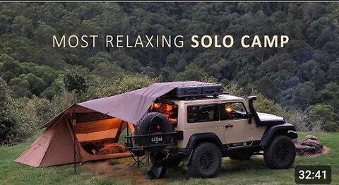 Relexing solo camping with Rain Forest mountain view #