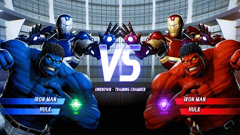 Iron-man & Hulk (Blue) vs Iron-man & Hulk (Red) (Hardest AI) Marvel vs Capcom : Infinite