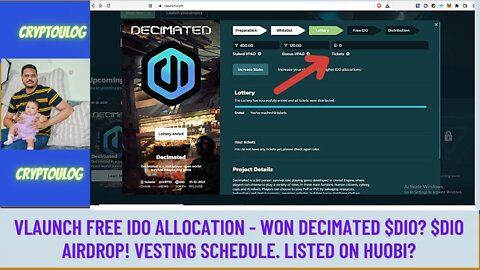 Vlaunch Free IDO Allocation - Won Decimated $DIO? $DIO Airdrop! Vesting Schedule. Listed On Huobi?