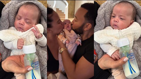 Chrissy Teigen & John Legend Adorably Kiss Baby Daughter Esti!