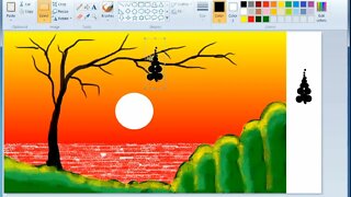 beautiful landscape scenery drawing with ms paint