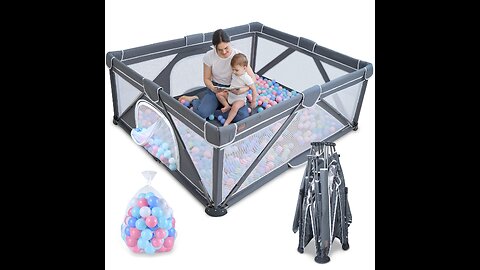 GENTEACO Baby Playpen 50"×50" Foldable Playpen for Babies and Toddlers Indoor & Outdoor Extra L...