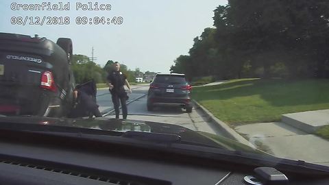 Greenfield police car rolls over during a chase