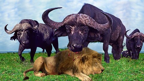 100 BUFFALOES VS LIONS - CRAZY BUFFALOES KILL LIONS | THE NATIVES SAVED BUT FAILED