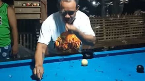 Man cleans billiard table full of bugs... with his mouth!