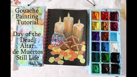 Gouache Tutorial mini Altar de Muertos for Day of the Dead