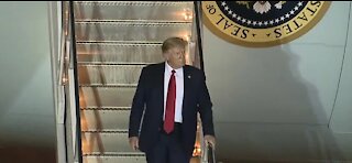 President Donald Trump arrives in Las Vegas