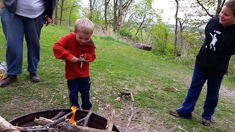 Cute Kid Makes Magic Fire