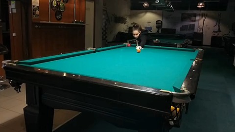 Killer Billiard Trick Shot by Polina, She was 14 years old, Insane skill