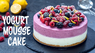 No-Bake Berry Lemon Yogurt Mousse Cake - No-Bake Summer Dessert