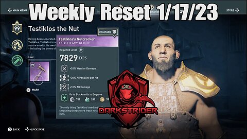 Assassin's Creed Odyssey- Weekly Reset 1/17/23