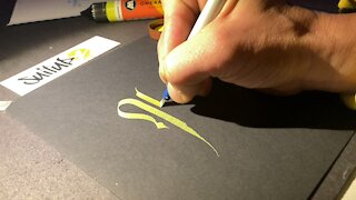 Calligraphy Challenge Day 17 Progress (with Molotow acrylic)