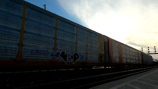 Eastbound Manifest Train 492 With CN 3800 Locomotive In Ontario