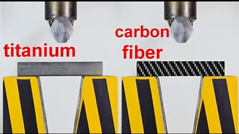 Hydraulic press vs Titanium and Carbon fibre Bending Test