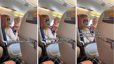 Stranger On Airplane Calms Down Crying Baby