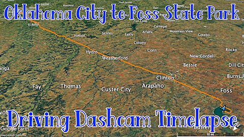 Oklahoma City to Foss State Park | Driving Dashcam Timelapse | Garmin DriveAssist 50 Video