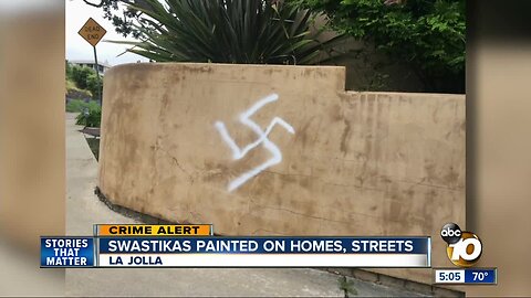 Swastikas painted on homes and streets in La jolla