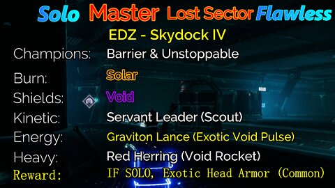 Destiny 2 Master Lost Sector: EDZ - Skydock IV Solo-Flawless 6-2-22