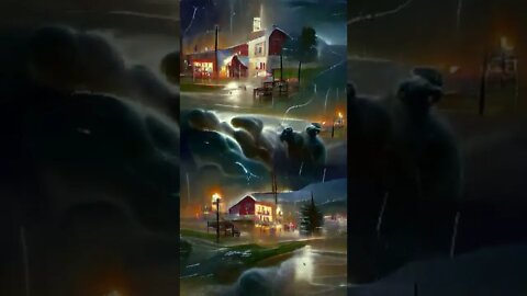 painting--a stormy night in a small town #shorts #animation #art #anime #painting