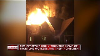 Fire destroys Holly Township home of frontline workers and their 7 children