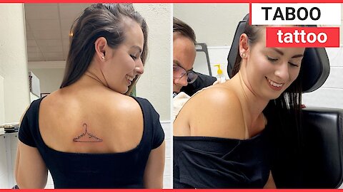 Millennial had a COAT HANGER tattooed on her back