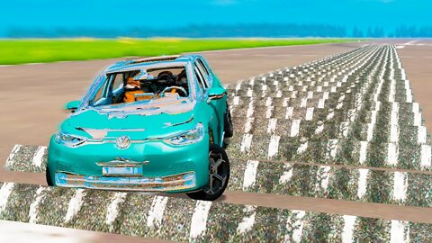 Volkswagen ID3 vs 100 Speed Bumps – BeamNG.Drive