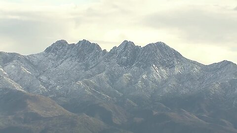 The Four Peaks mountain is covered in snow this week!