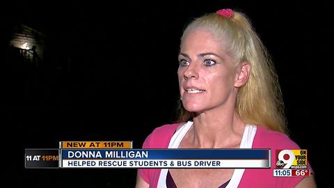 Woman helped students, driver escape crashed school bus