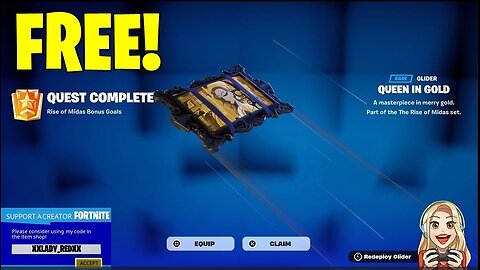 FREE | Queen in Gold (Rare Glider)-Fortnite