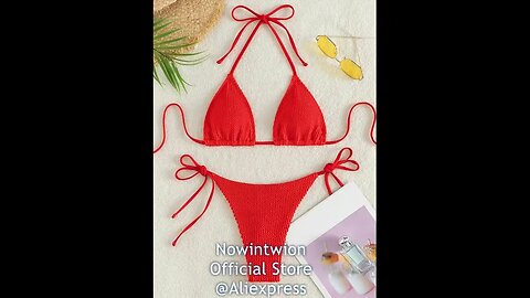 Swimsuit Women Bikini 2023 New Solid Ribbled Sexy High Waist Thong Bikinis Set Bandage Swimwear