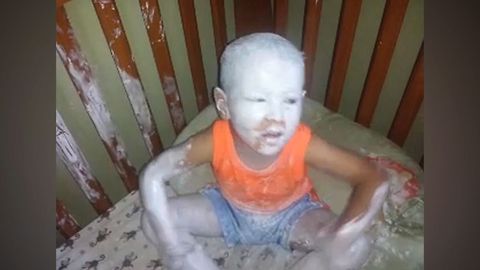 Bored Kid Makes A Mess With Lotion