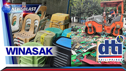 Mahigit 1,000 nakumpiskang substandard monoblock chairs, sinira ng DTI