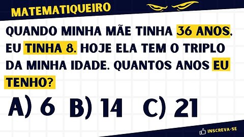 PROBLEMA DE MATEMÁTICA PARA CONCURSOS | Raciocínio Lógico Matemático