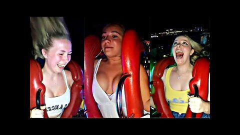 Slingshot ride Girls Reaction